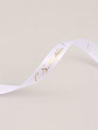 Лента атласная «С 8 Марта», 15 мм, 23±1 м, белая, золотая №001 - Фото 4