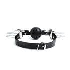 Кляп БДСМ с зажимами для сосков, кожа, металл, черный - Фото 4
