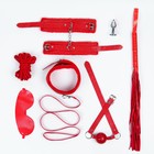 Эротический БДСМ набор, 8 предметов, металл, кожа, красный - Фото 2