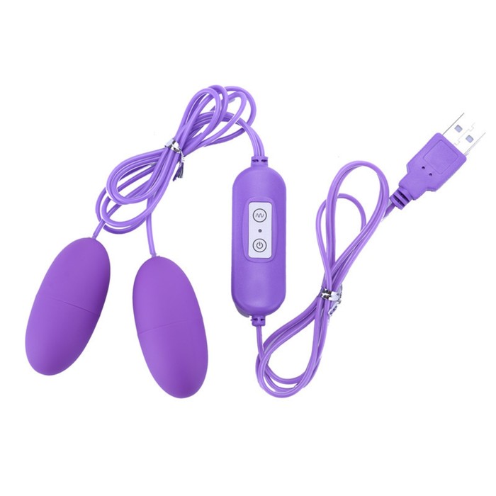 Виброяца Оки-Чпоки, 2 шт, 12 режимов, ПУ, ЗУ USB, 2,5 х 5,5 см, фиолетовый