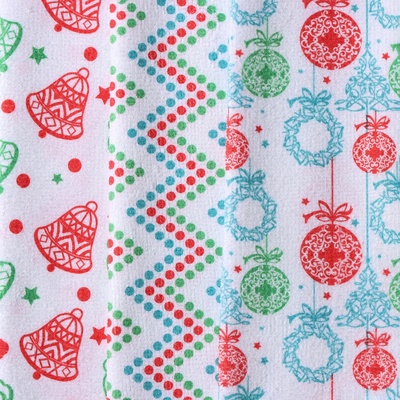 Салфетка для уборки Доляна «С Новым Годом», 3 шт, 220 г/м², 30×30 см, микрофибра