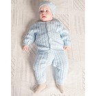 Комплект вязаный (джемпер, брюки, шапочка), цвет голубой, рост 62 см - фото 23223479
