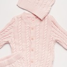 Комплект вязаный (джемпер, брюки, шапочка), цвет розовый, рост 62 см - Фото 5