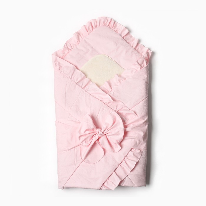 Конверт-одеяло с меховой вставкой, цвет розовый, размер 100х102 см