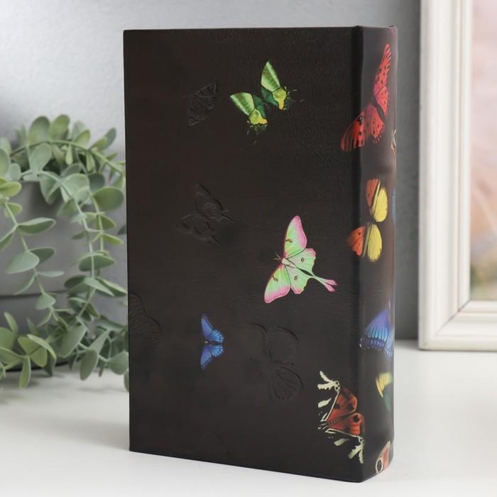 Сейф-книга дерево кожзам "Мир бабочек" 21х13х5 см