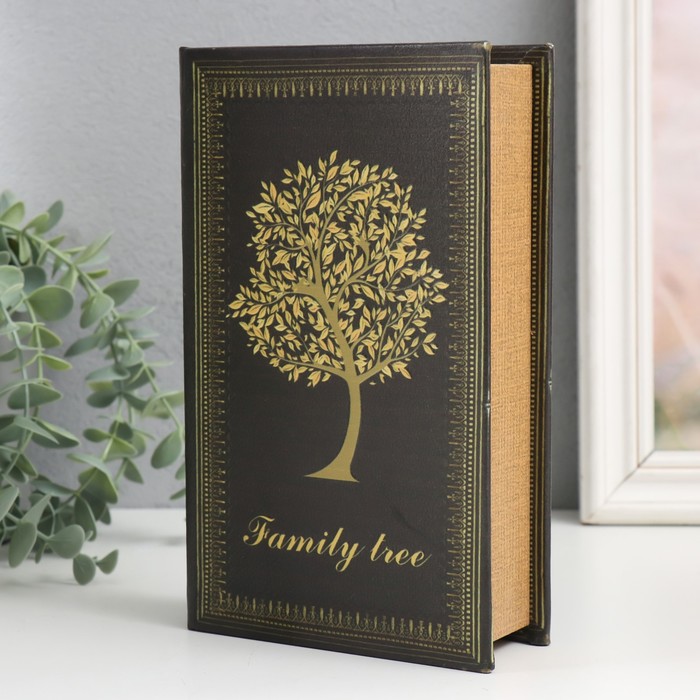 Сейф-книга дерево кожзам "Семейное дерево" 21х13х5 см