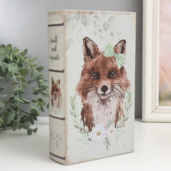 Шкатулка книга-сейф «Лисичка с бантом», дерево, искусственная кожа, 21×13×5 см - Фото 1