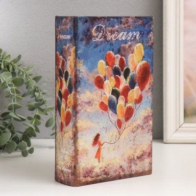 Шкатулка книга-сейф «Девочка с воздушными шарами», дерево, искусственная кожа, 21×13×5 см