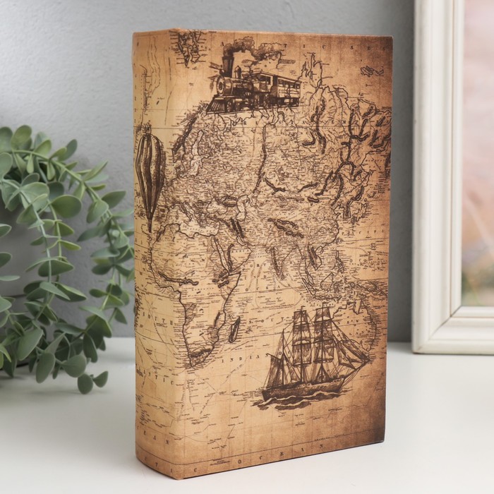 Сейф-книга дерево кожзам Корабль в Индийском океане 21х13х5 см