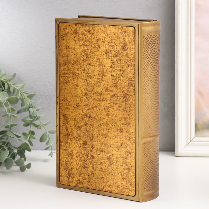 Шкатулка-книга металл, кожзам "Бабочка на букете" 26х16х5 см