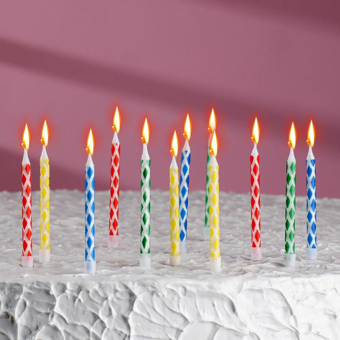 Свечи для торта с подставками, набор 12 шт, 6 см - Фото 1
