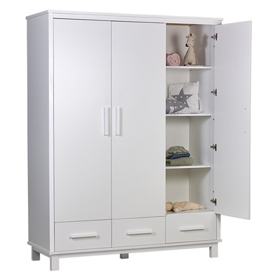 Шкаф трехсекционный Polini kids Simple 3415, с ящиками, белый