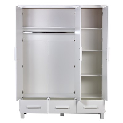 Шкаф трехсекционный Polini kids Simple 3415, с ящиками, белый