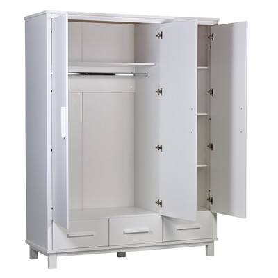 Шкаф трехсекционный Polini kids Simple 3415, с ящиками, белый