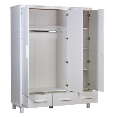 Шкаф трехсекционный Polini kids Simple 3415, с ящиками, белый