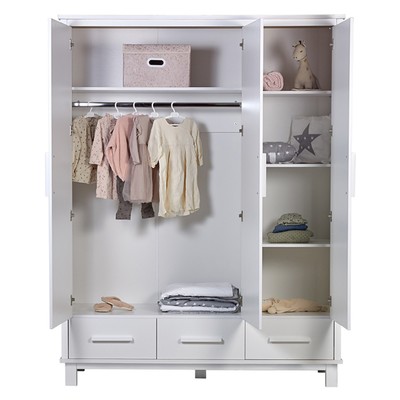 Шкаф трехсекционный Polini kids Simple 3415, с ящиками, белый