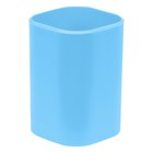 Подставка-стакан для канцелярии СТАММ "Фаворит", пластик, квадратная, голубая - фото 2102386