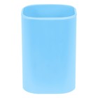 Подставка-стакан для канцелярии СТАММ "Фаворит", пластик, квадратная, голубая - фото 7870323