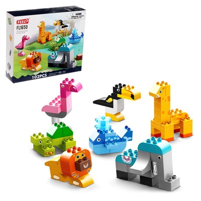 Конструктор блочный для малышей Животные «Африка», 102 детали