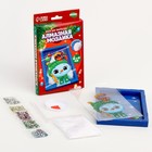 Алмазная мозаика на новый год для детей с частичным заполнением в рамке с растущим снегом «Снеговик» - Фото 2