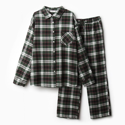 Пижама женская (рубашка, брюки) KAFTAN, размер 50-52, зелёная