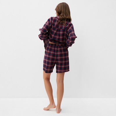 Пижама женская (рубашка, шорты) KAFTAN, размер 50-52, синяя