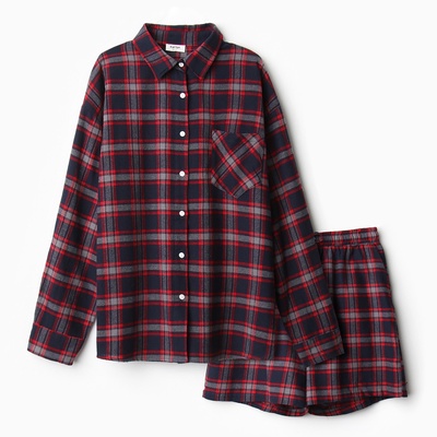 Пижама женская (рубашка, шорты) KAFTAN, размер 50-52, синяя