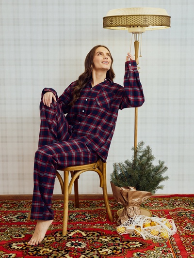 Пижама женская (рубашка, брюки) KAFTAN, размер 40-42, синяя