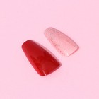 Накладные ногти «Страсть», 24 шт, клеевые пластины, форма балерина, цвет глянцевый красный/розовый/серебристый - фото 7870856