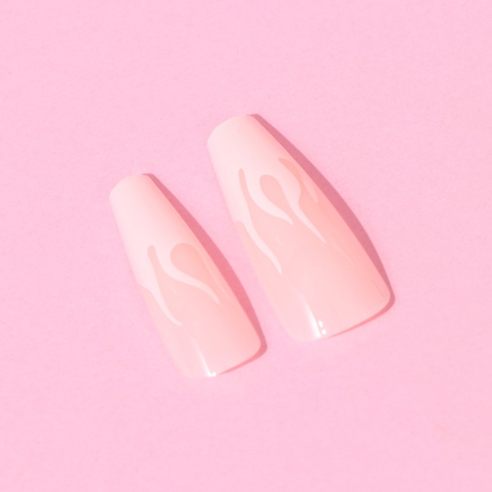 Накладные ногти «Пламя», 24 шт, клеевые пластины, форма балерина, цвет глянцевый розовый/белый - фото 1897670603