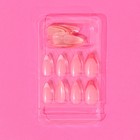 Накладные ногти «Цветной френч», 24 шт, клеевые пластины, форма миндаль, цвет глянцевый розовый/белый - фото 7870874