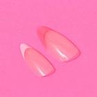 Накладные ногти «Цветной френч», 24 шт, клеевые пластины, форма миндаль, цвет глянцевый розовый/белый - фото 7870875
