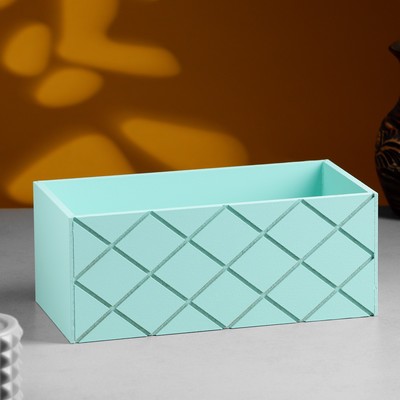 Кашпо деревянное "Эллада большая, сетка", 25×12,5×10 см Мятный