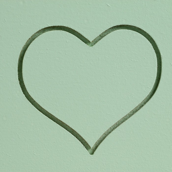 Кашпо деревянное "Symmetric Heart, сердце", с ручкой, тиффани, 25×12,5×10(28) см Оливковый