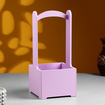 Подарочный ящик, 13.5×13.5×30 см, деревянный, с ручкой, сиреневый