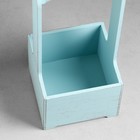 Кашпо - ящик деревянный 13,5х13,5х30 см Серо-голубой Прованс - Фото 3