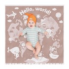 Полотенце махровое детское Облачко Hello, world!, 420 гр, размер 100x100 см, цвет бежевый тауп - Фото 2