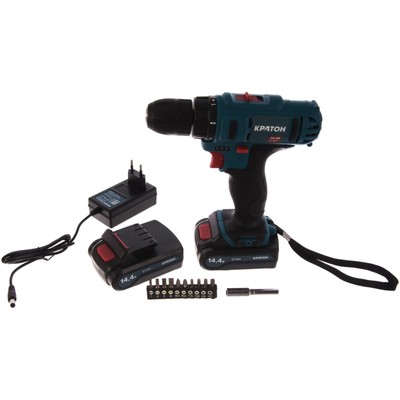 Дрель-шуруповерт Кратон Cd=14.4-Li-1.5, аккум., Li-Ion, 14.4 В, 32 Нм, 1400 об/мин