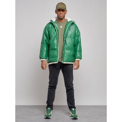 Куртка из экокожи мужская, размер 50, цвет зелёный