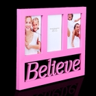 Фоторамка пластик на 3 фото Believe, розовая, 10х15 см (28,5х37 см) - Фото 2