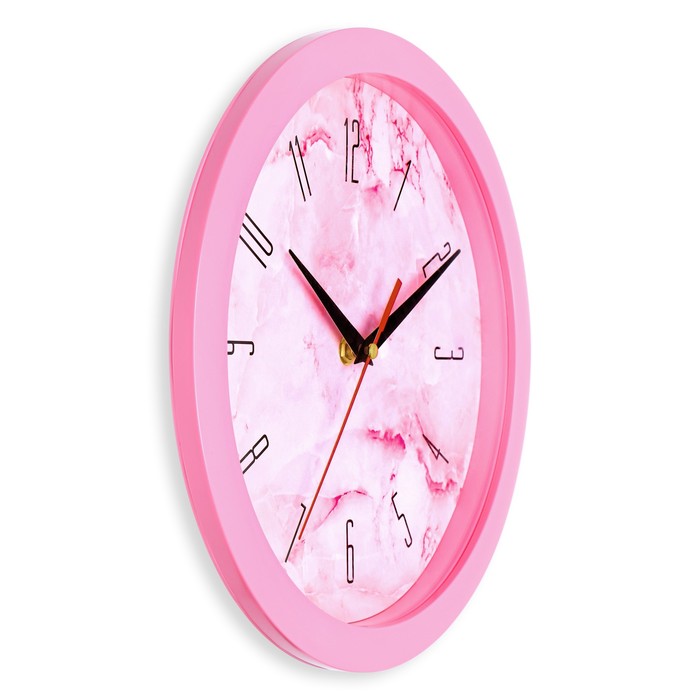 Часы настенные, серия: Интерьер, "Розовый мрамор", плавный ход, d-28 см