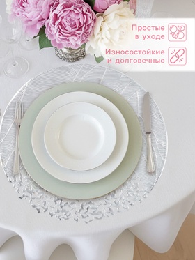 Салфетка сервировочная на стол Доляна «Фэйви», d=38 см, серебряная (комплект 12 шт)