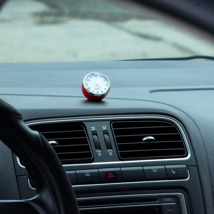 Часы автомобильные, внутрисалонные, d=4.5 см, красные - Фото 1