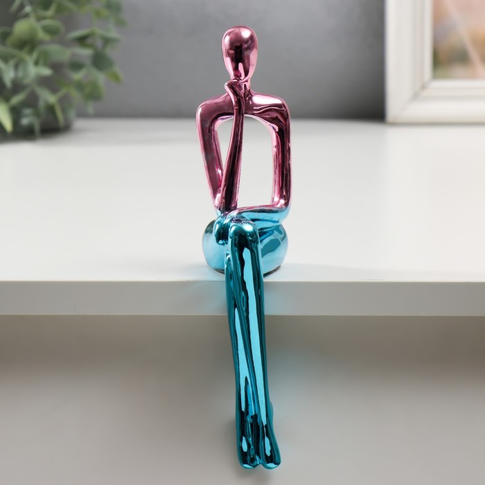 Фигурка настольная полистоун «Задумчивый человек», на полку, розово-голубой, 5×8.5×21 см - Фото 1