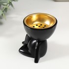 Курильница для благовоний, подставка для конусов «Человечек сидит», полистоун, чёрный, 6.7×6×6.8 см - Фото 4
