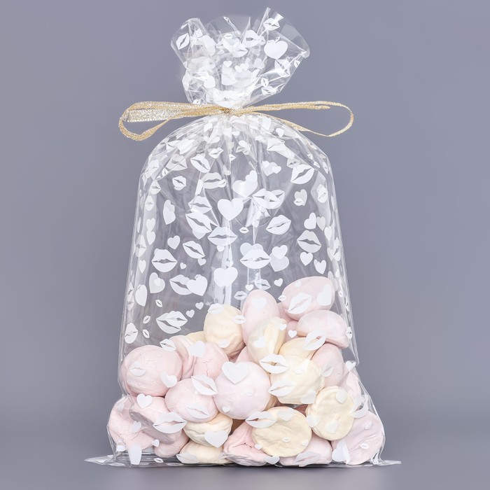 Пакет фасовочный БОПП, «Поцелуи», для сладостей и подарков, 20×35 см - Фото 1