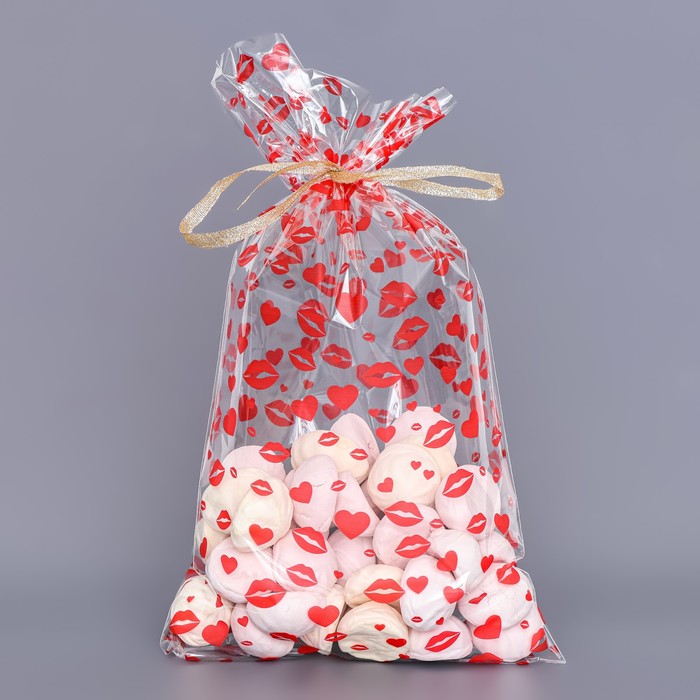 Пакет фасовочный БОПП, «Поцелуи», для сладостей и подарков, 20×35 см - Фото 1