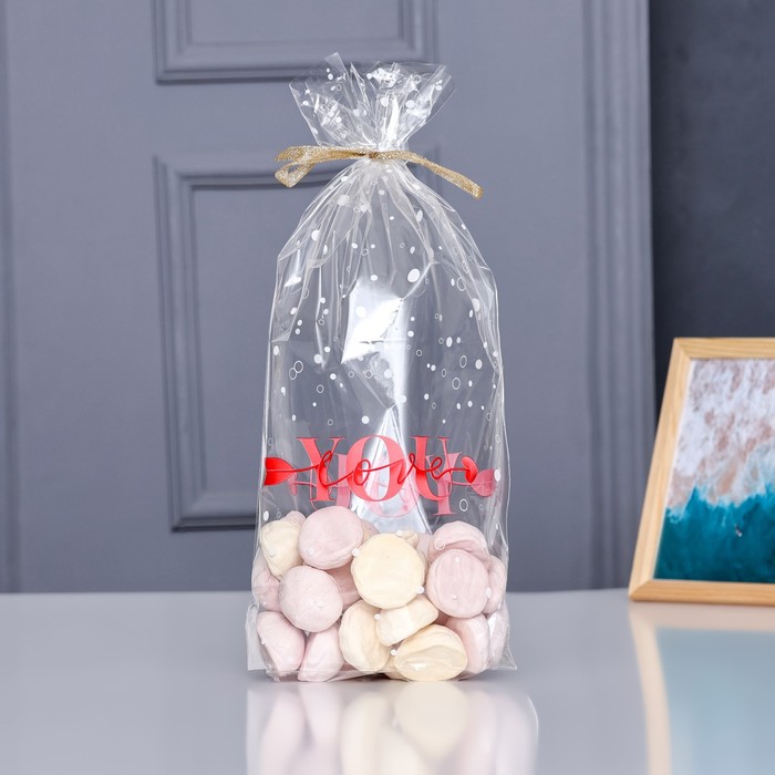 Пакет фасовочный БОПП, с донной складкой, «Я люблю тебя», для сладостей и подарков, 20×35 см - Фото 1