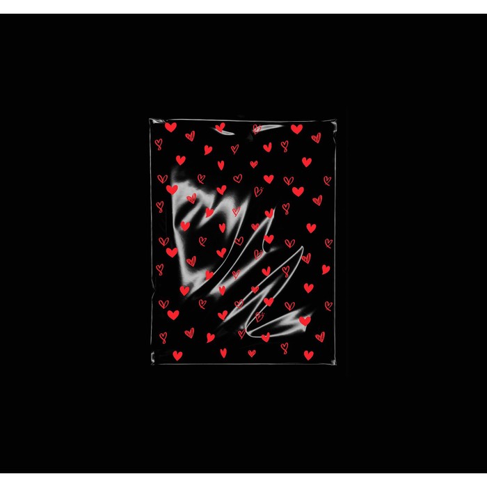 Пакет фасовочный БОПП, с донной складкой, "Сердца красные" 9*19 см - Фото 1