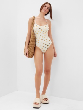 Купальник женский слитный с открытой спиной MIST «Лимоны», размер S